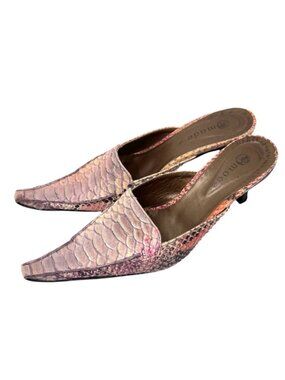 F. Mode Leather Pointy Toe  Mule Shoes